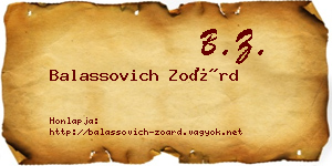 Balassovich Zoárd névjegykártya